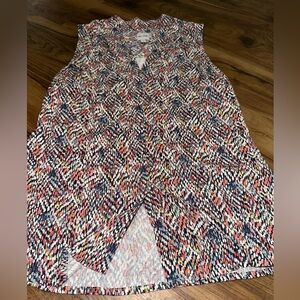 Nic + Zoe Sleeveless Zigzag Top | Small Multicolor V-Neck Pleated Blouse